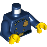 Torso Jacket with Gold Police Badge and Buttons, Belt with Gold Buckle Print, Dark Blue Arms, Yellow Hands Dark Blue
