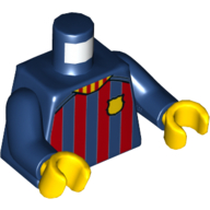 Torso Soccer / Football Shirt, Dark Red Stripes, Gold Shield Print, Dark Blue Arms, Yellow Hands Dunkelblau