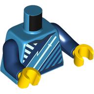 Torso, Dark Blue/White/Dark Azure Diagonal Stripes, Sword print, Dark Blue Arms, Yellow Hands Dunkelazur