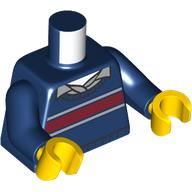 Torso, Sweater, Dark Red Stripe, Light Bluish Grey Shirt print, Dark Blue Arms, Yellow Hands Dunkelblau
