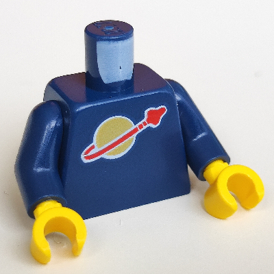 Torso Classic Space Logo (2019) Print, Dark Blue Arms, Yellow Hands Dunkelblau