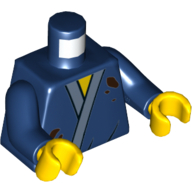 Torso Robe with Sand Blue Trim and Mud Splotches Print, Dark Blue Arms, Yellow Hands Dunkelblau