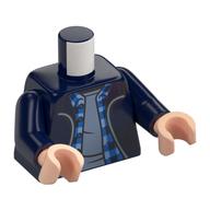 Torso Jacket, Zipper, Bright Light Blue Plaid Shirt, Sand Blue Shirt print, Dark Blue Arms, Light Nougat Hands Dark Blue