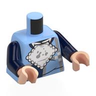Torso, Light Bluish Grey Lines, Dark Blue Panels, White Napkin with Stains print, Dark Blue Arms, Light Nougat Hands Leuchtendes Hellblau