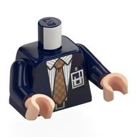 Torso, Jacket, White Stripes Shirt, Dark Tan Tie, ID Badge print, Dark Blue Arms, Light Nougat Hands Dunkelblau