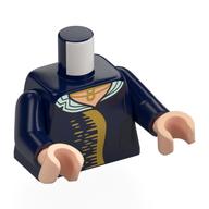 Torso Dress, White Collar, Gold Decorations, Stripes, Necklace print, Dark Blue Arms, Light Nougat Hands Dark Blue