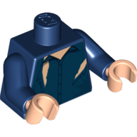 Torso Cardigan Ripped with White Undershirt Print, Dark Blue Arms, Light Nougat Hands Dark Blue