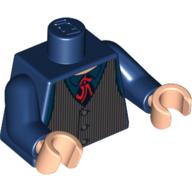 Torso Waistcoat with Dark Bluish Gray Pinstripes, Red Tie Print, Dark Blue Arms, Light Nougat Hands Dark Blue