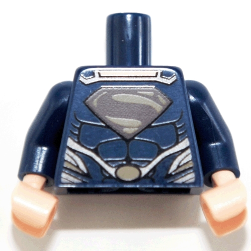 Torso Muscles, Dark Red and Flat Gold Superman Logo and Oval Belt Buckle Print, Dark Blue Arms, Light Nougat Hands Dunkelblau