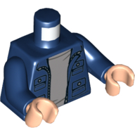 Torso Jacket with 4 Pockets, Silver Buttons and Zipper Print, Dark Blue Arms, Light Nougat Hands Dark Blue