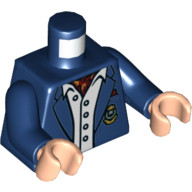 Torso Suit Jacket, Light Blue Button Down Shirt Open Collar, Red Ascot, Gold Monogram Print (Bruce Wayne), Dark Blue Arms, Light Nougat Hands Dunkelblau