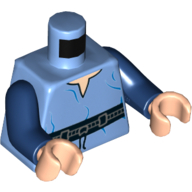 Torso Tunic with Belt with Blue Wrinkles Print, Dark Blue Arms, Light Nougat Hands Mittelblau