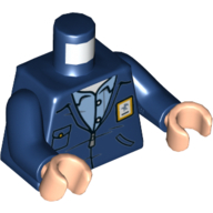 Torso Jacket with Pockets and White Postal Service Logo, Bright Light Blue Shirt Print, Dark Blue Arms, Light Nougat Hands Dunkelblau