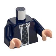 Torso Jacket, White and Light Bluish Grey Striped Shirt, Black Dotted Tie print, Dark Blue Arms, Light Nougat Hands Dunkelblau