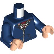 Torso Jacket, Silver Zipper, Dark Green/Dark Red Shirt print, Dark Blue Arms, Light Nougat Hands Dark Blue