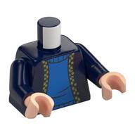 Torso, Jacket, Dark Green/Gold Checkered Trim, Blue Sweater print, Dark Blue Arms, Light Nougat Hands Dunkelblau