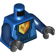 Torso Armor with Blue Circuitry, Dark Blue Center Panel, Falcon Symbol on Pentagonal Shield Print, Dark Blue Arms, Black Hands Blue