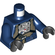 Torso Flight Suit, Dark Tan Vest, Light Bluish Gray Front Electronic Panel Print (Rebel U-Wing Pilot), Dark Blue Arms, Black Hands Dark Blue