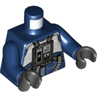 Torso Flight Suit with Chest Panel and Tubes Print, Dark Blue Arms, Black Hands Dark Blue