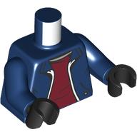 Torso Jacket, White Zipper, Dark Red Shirt print, Dark Blue Arms, Black Hands Dark Blue