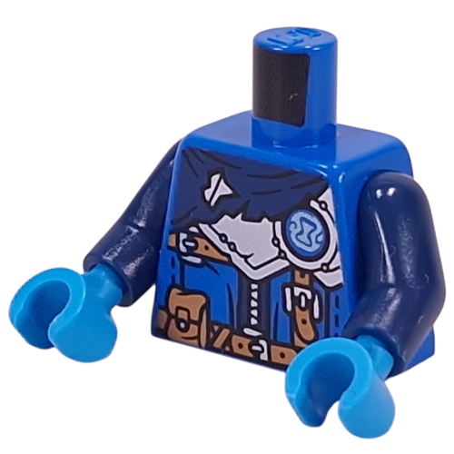 Torso, Dark Blue Cloak, Silver Armor, Hourglass in Blue Circle, Nougat Straps, Utility Belt print, Dark Blue Arms, Dark Azure Hands Blau