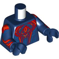 Torso, Dark Red Spider, Yellow Circuitry, Blue Muscles, Dots, Dark Red Webbings on Arms print, Dark Blue Arms and Hands Dark Blue
