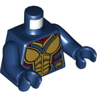 Torso Armor with Gold Wasp Insect Eyes Plates, and Dark Red Trim Print, Dark Blue Arms and Hands Dark Blue