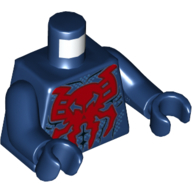 Torso Bodysuit, Red Skull-Spider print, Dark Blue Arms and Hands Dark Blue