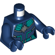 Torso Armor with Dark Turquoise Plate (Space Suit) Print (Captain Marvel), Dark Blue Arms and Hands Dunkelblau