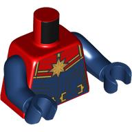 Torso, Captain Marvel Outfit, Dark Blue/Red Chest, Gold Star, Belt print, Dark Blue Arms and Hands Rot