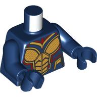 Torso Armor, Gold and Dark Red Panels Print, Dark Blue Arms and Hands Dark Blue