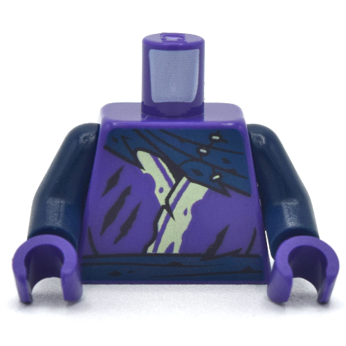Torso Robe, Tattered with Dark Blue Scarf, Yellowish Green Trim print, Dark Blue Arms, Dark Purple Hands Dark Purple