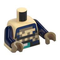 Torso, Pixelated Dark Blue Chest, Black Belt, Dark Turquoise Buckle print, Dark Blue Arms, Dark Tan Hands Beige