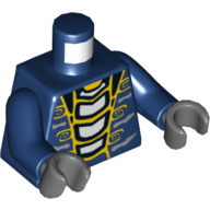 Torso Snake with Yellow and Light Blue Scales Print, Dark Blue Arms, Dark Bluish Gray Hands Dark Blue