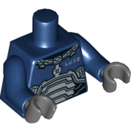 Torso Space Armor with 'LUIZ' Print, Dark Blue Arms, Dark Bluish Gray Hands Dark Blue