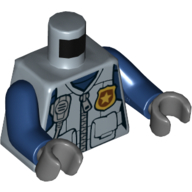 Torso Vest with Pouches, Zipper, and Police Star Badge Print, Dark Blue Arms, Dark Bluish Gray Hands in 