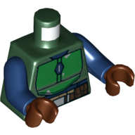 Torso Armor, Green Chestplate, and Belt with Pouches Print, Dark Blue Arms, Reddish Brown Hands Dunkelgrün