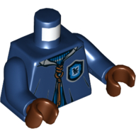 Torso Robe with Laces and Ravenclaw Crest Print, Dark Blue Arms, Reddish Brown Hands Dunkelblau