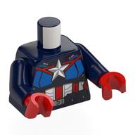 Torso Armor, Captain America Suit, White Star, Blue Chest, White and Red Decorations print, Dark Blue Arms, Red Hands Dunkelblau