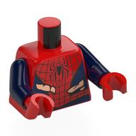 Torso, Spider-Man Suit, Blue Panels, Black Spider, Tears print, Dark Blue Arms, Red Hands Rot