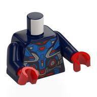 Torso, Blue Droid Armor, Red/Dark Blue Markings, Silver Panels print, Dark Blue Arms, Red Hands Dark Blue