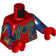 Torso, Iron Spider-Man, Dark Blue Spider, Gold Outlines, Arm Print, Dark Blue Arms, Red Hands Red