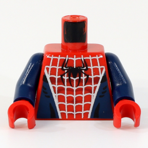 Torso Muscles, Spider Web, Black Spider with Dark Blue Sides Print (Spider-Man), Dark Blue Arms, Red Hands Rot