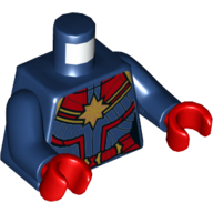 Torso Jump-suit, Red Belt, Red Trim Gold Star Print (Captain Marvel), Dark Blue Arms, Red Hands Dunkelblau