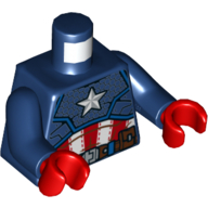 Torso Armor with White Star on Chest Print (Captain America), Dark Blue Arms, Red Hands Dark Blue