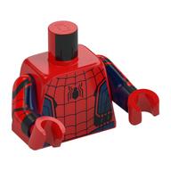Torso Bodysuit, Black Spider, Webs print (Spider-Man), Printed Dark Blue Arms, Red Hands Rot