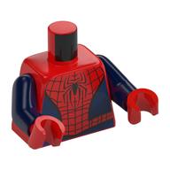 Torso, Silver Spider Webs, Back Spider Logo in Front, Red Spider on Back, Dark Blue Panels print, Dark Blue Arms, Red Hands Red