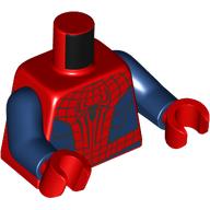 Torso, Black Spider Webs, Back Spider Logo in Front, Red Spider on Back, Dark Blue Panels print, Dark Blue Arms, Red Hands Red