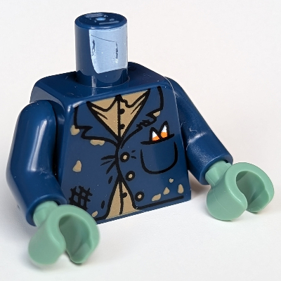Torso Suit Coat Tattered, Dark Tan Shirt Print, Dark Blue Arms, Sand Green Hands Dunkelblau