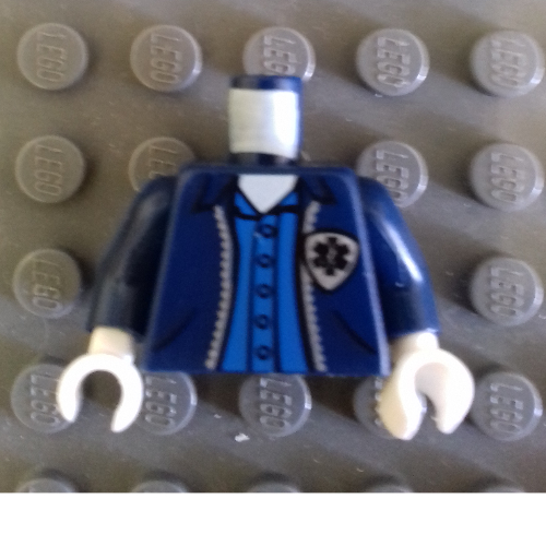 Torso Jacket with EMT Star of Life Logo and Button Down Shirt Print, Dark Blue Arms, White Hands Dark Blue